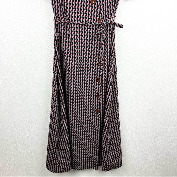 DRESS FORUM Geometric Midi Wrap Dress, Asymmetrical Buttons, Size Small, NWOT! - Picture 6 of 11
